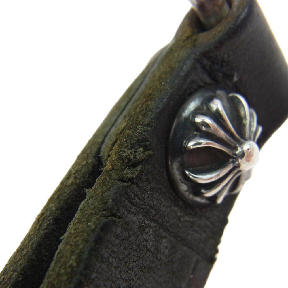 CHROME HEARTS クロムハーツ（原本無） BELT LOOP D RING Dカン クロスボール ボタン レザー ベルト ループ ブラック系 シルバー系【中古】