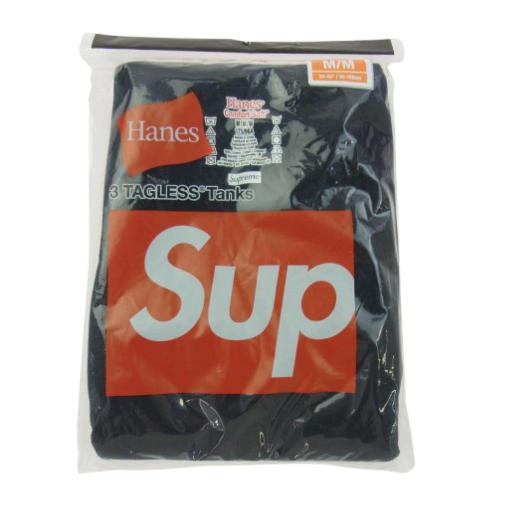 Supreme シュプリーム × Hanes ヘインズ Tagless Tank Tops 3 Pack タンクトップ 3枚セット ブラック系 M【新古品】【未使用】【中古】