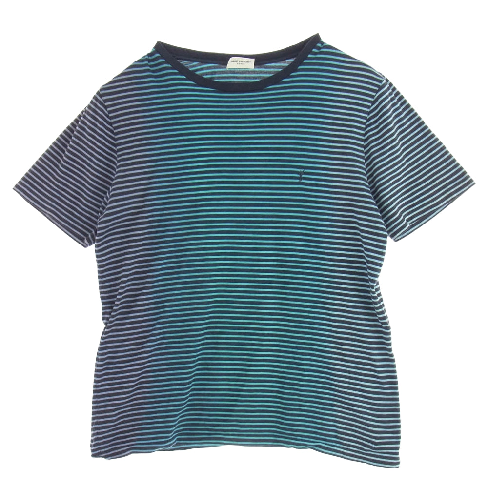 SAINT LAURENT サンローラン 648360 YBYQ2 ボーダー タイダイ 染め加工 Tシャツ 半袖 ライトブルー系 パープル系 S【中古】