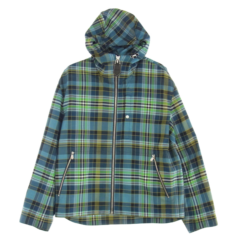 HERMES エルメス フード付き チェック ブルゾン ジャケット マルチカラー系 46【美品】【中古】