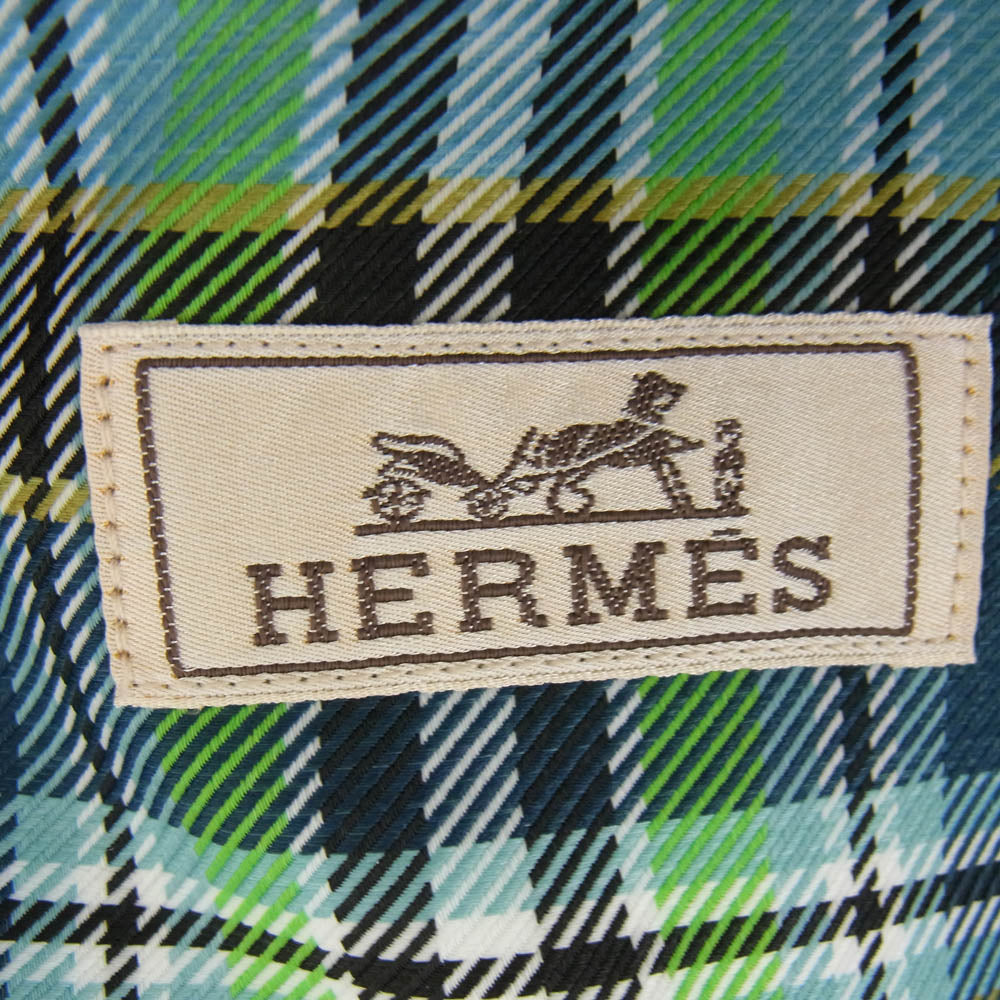 HERMES エルメス フード付き チェック ブルゾン ジャケット マルチカラー系 46【美品】【中古】