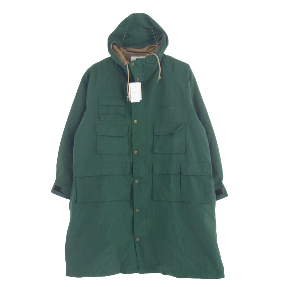 Coleman コールマン CM5853 マルチポケット ナイロン フーデッド ロングコート グリーン系 L【中古】