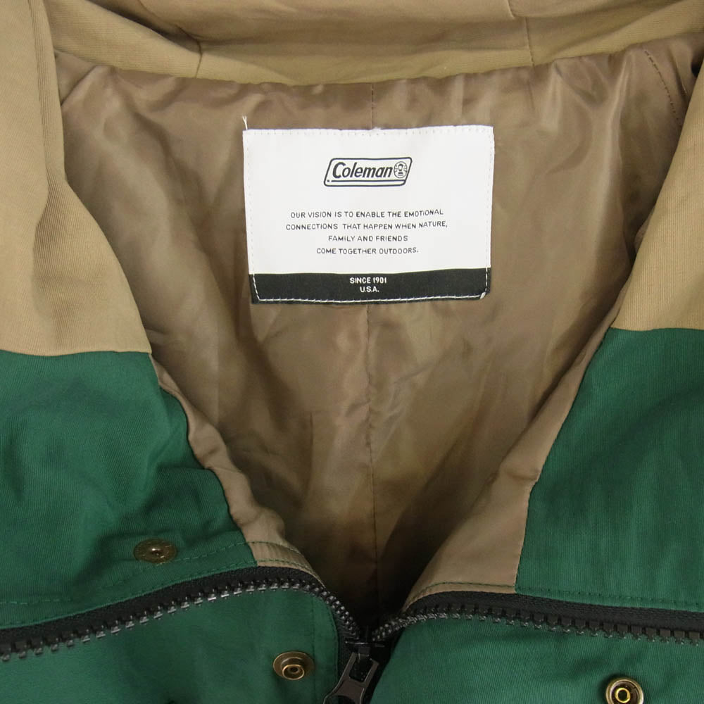 Coleman コールマン CM5853 マルチポケット ナイロン フーデッド ロングコート グリーン系 L【中古】