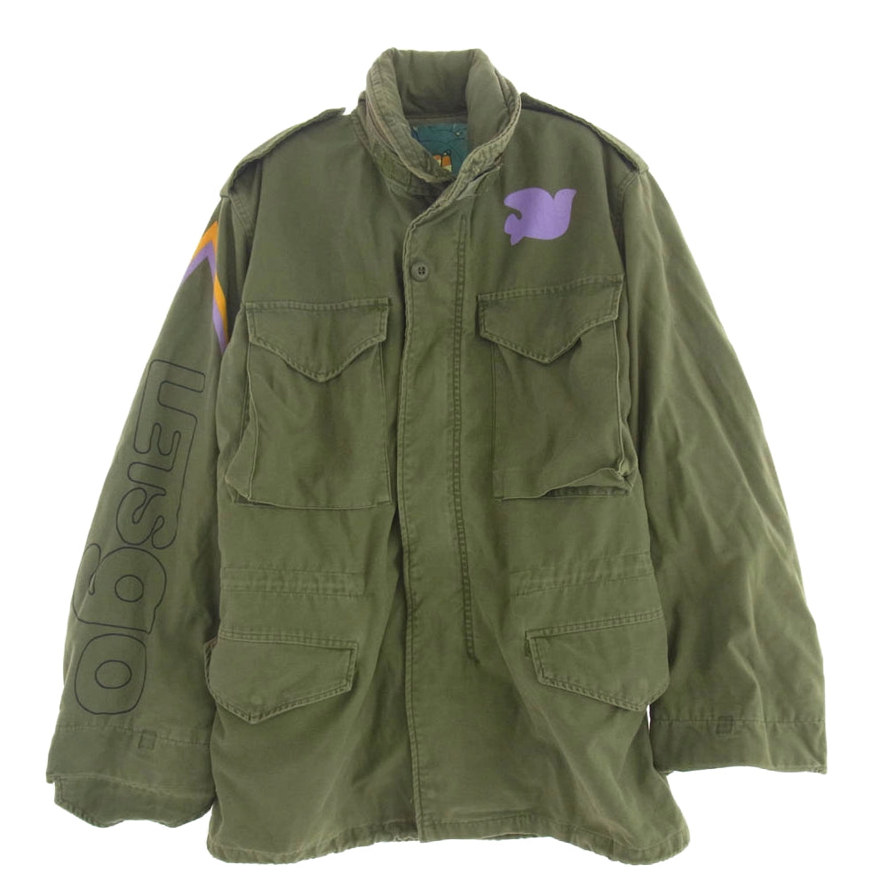 フリーシティ M-65 バックプリント ミリタリージャケット カーキ系 S/M【中古】