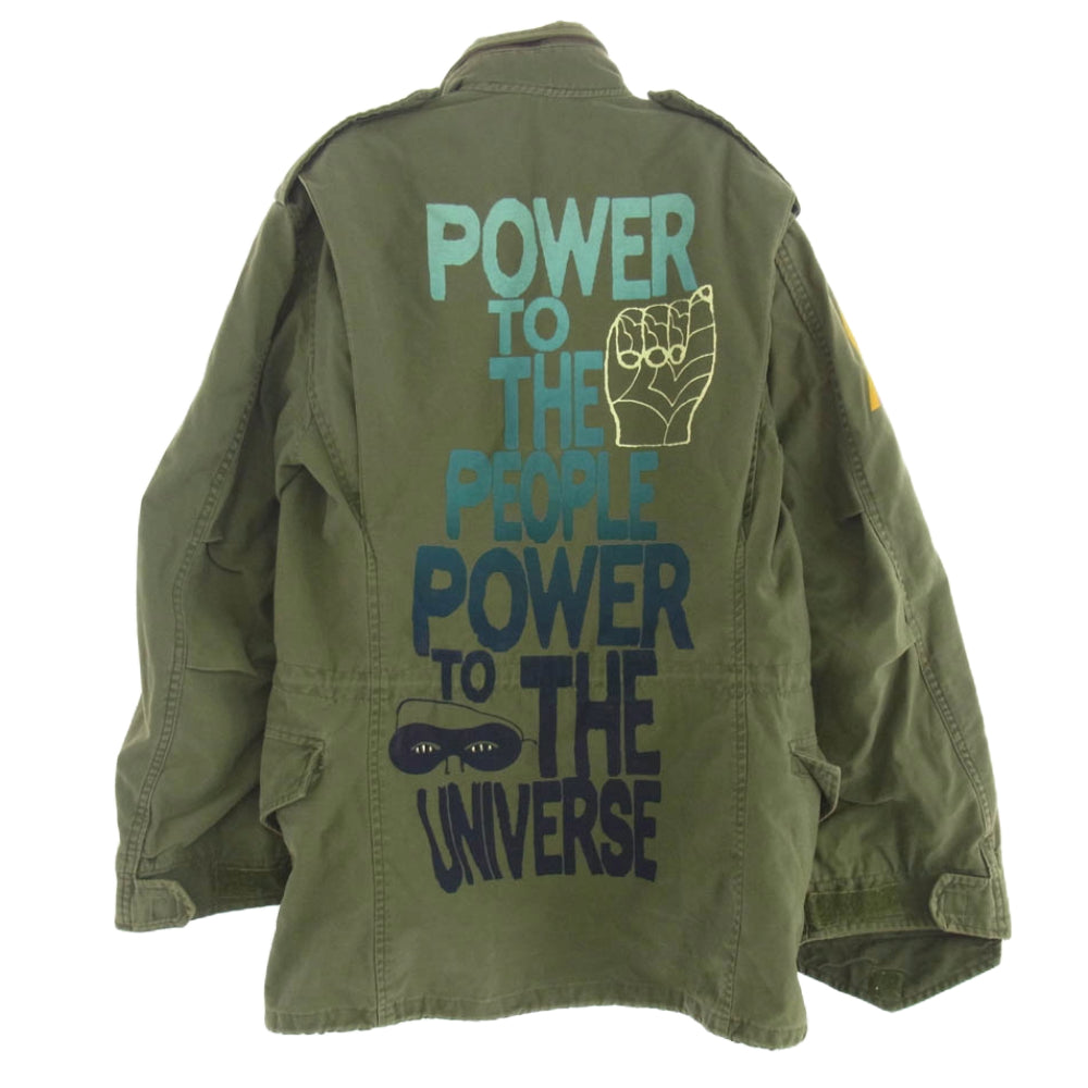 フリーシティ M-65 バックプリント ミリタリージャケット カーキ系 S/M【中古】