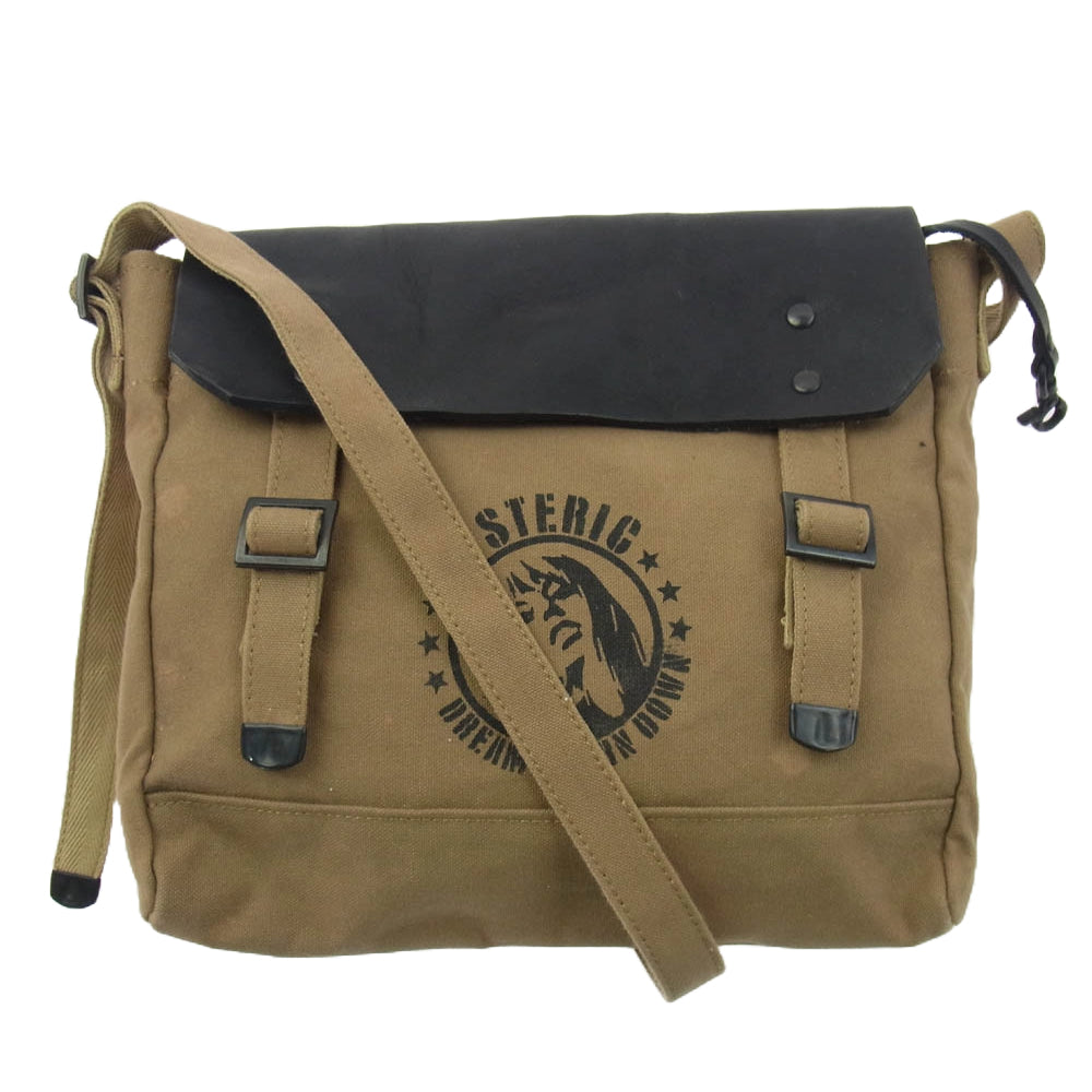 HYSTERIC GLAMOUR ヒステリックグラマー キャンバス地 レザー切替 ショルダーバッグ カーキ系【中古】