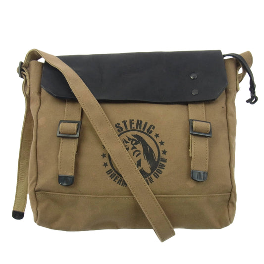 HYSTERIC GLAMOUR ヒステリックグラマー キャンバス地 レザー切替 ショルダーバッグ カーキ系【中古】