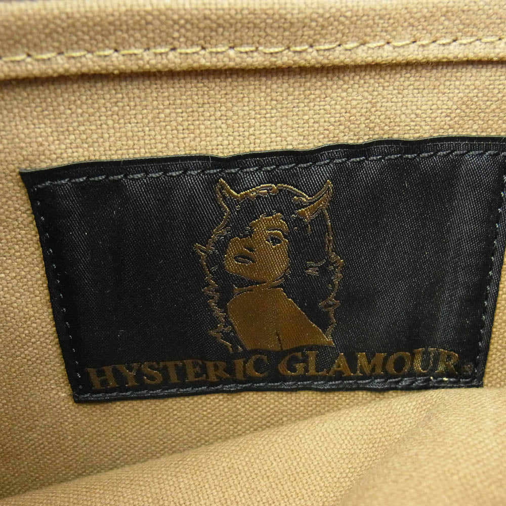 HYSTERIC GLAMOUR ヒステリックグラマー キャンバス地 レザー切替 ショルダーバッグ カーキ系【中古】