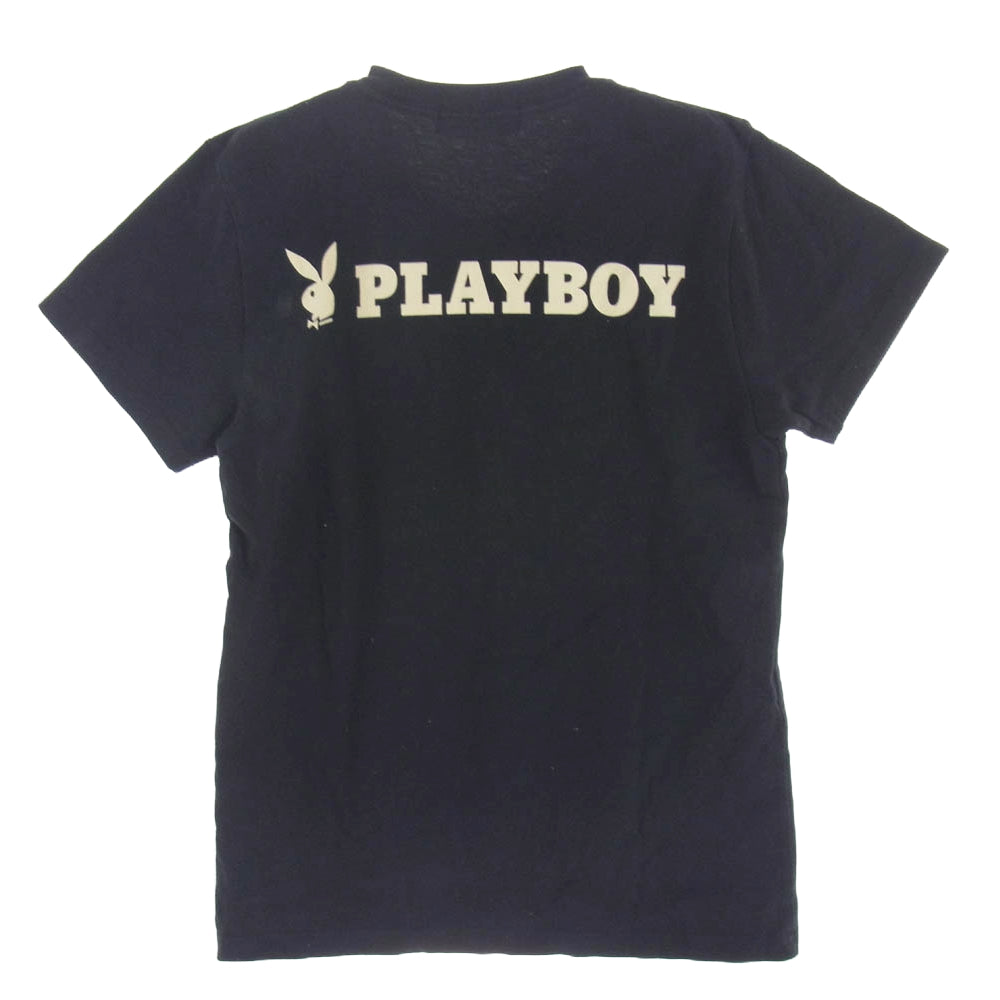 HYSTERIC GLAMOUR ヒステリックグラマー 1163CT02 × PLAYBOY プレイボーイ フロントプリント Ｔシャツ 半袖カットソー ブラック系 フリーサイズ【中古】