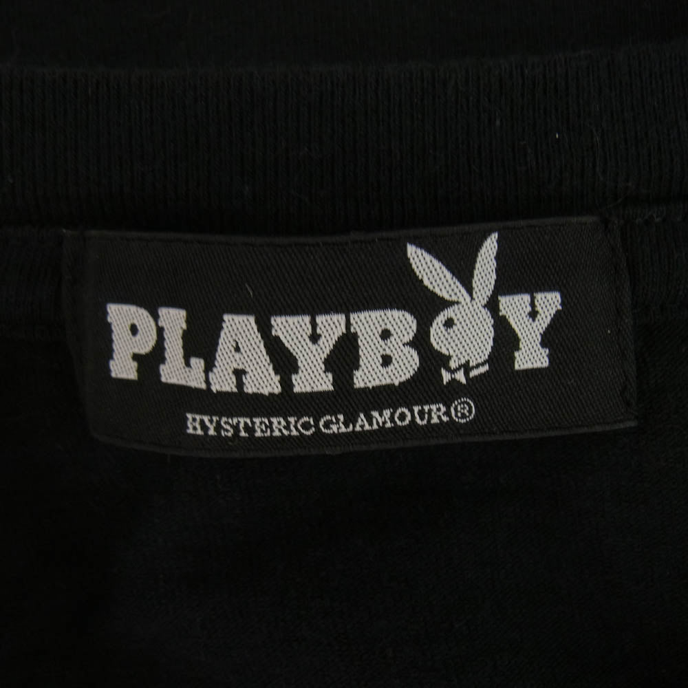 HYSTERIC GLAMOUR ヒステリックグラマー 1163CT02 × PLAYBOY プレイボーイ フロントプリント Ｔシャツ 半袖カットソー ブラック系 フリーサイズ【中古】