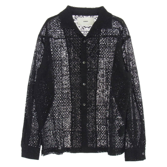 STUDIOUS ステュディオス パッチワーク レース ロングスリーブ Ｔシャツ ブラック系 2【中古】