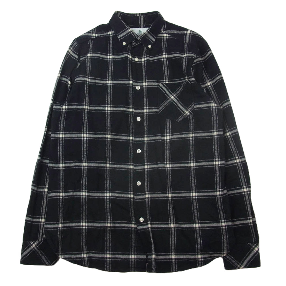 Barbour バブアー 2002242 ボタンダウン コットン チェック柄 長袖シャツ ブラック系 UK M【中古】