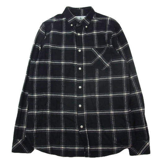 Barbour バブアー 2002242 ボタンダウン コットン チェック柄 長袖シャツ ブラック系 UK M【中古】