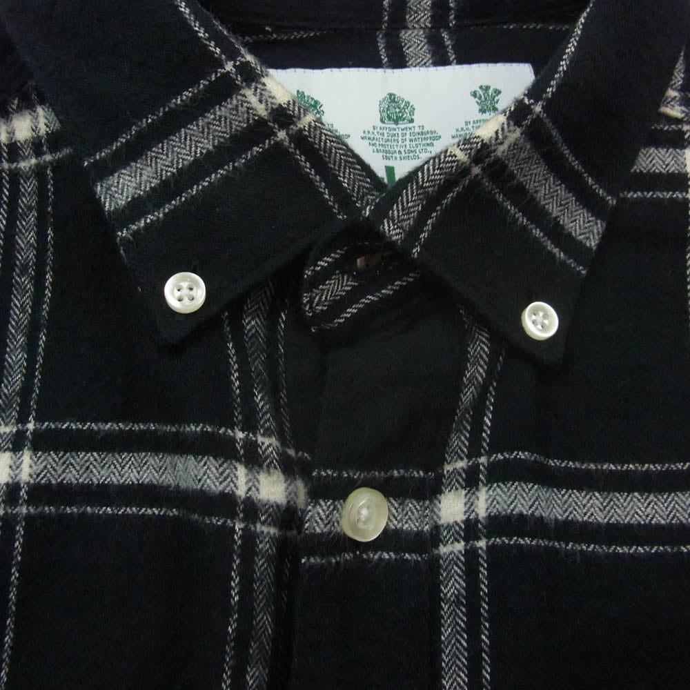Barbour バブアー 2002242 ボタンダウン コットン チェック柄 長袖シャツ ブラック系 UK M【中古】