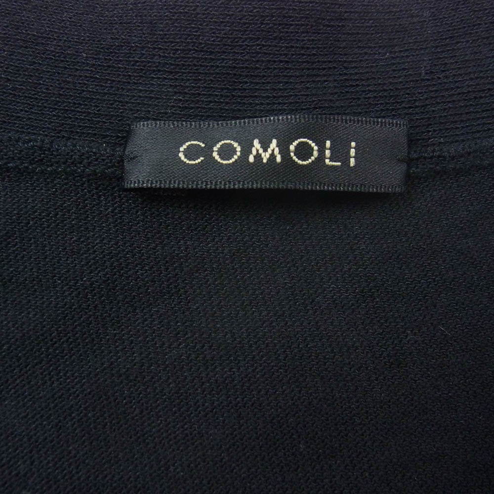 COMOLI コモリ 25SS B01-06002 コットン Vネック カーディガン ブラック系 3【美品】【中古】