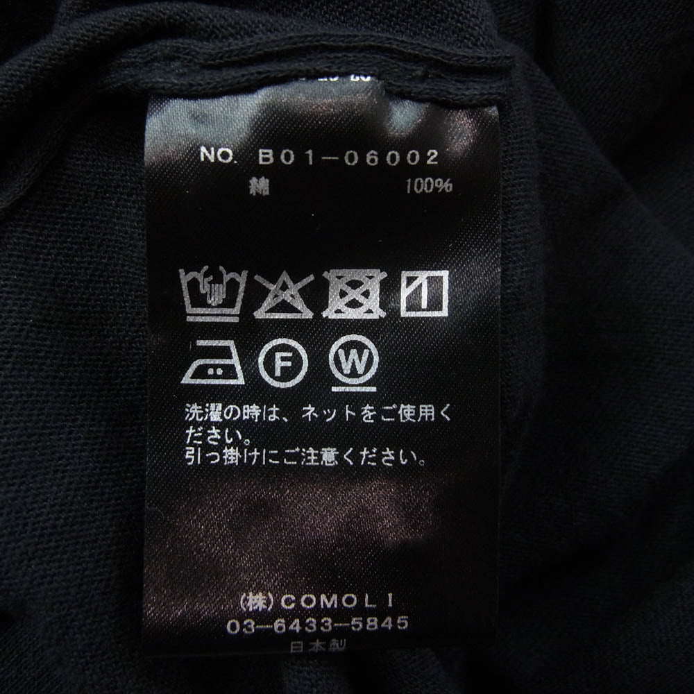 COMOLI コモリ 25SS B01-06002 コットン Vネック カーディガン ブラック系 3【美品】【中古】