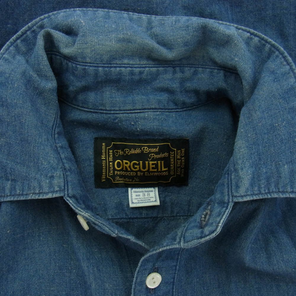 ORGUEIL オルゲイユ OR-5001C Classic Chambray Shirt クラシック シャンブレー 長袖 シャツ インディゴブルー系 38【中古】