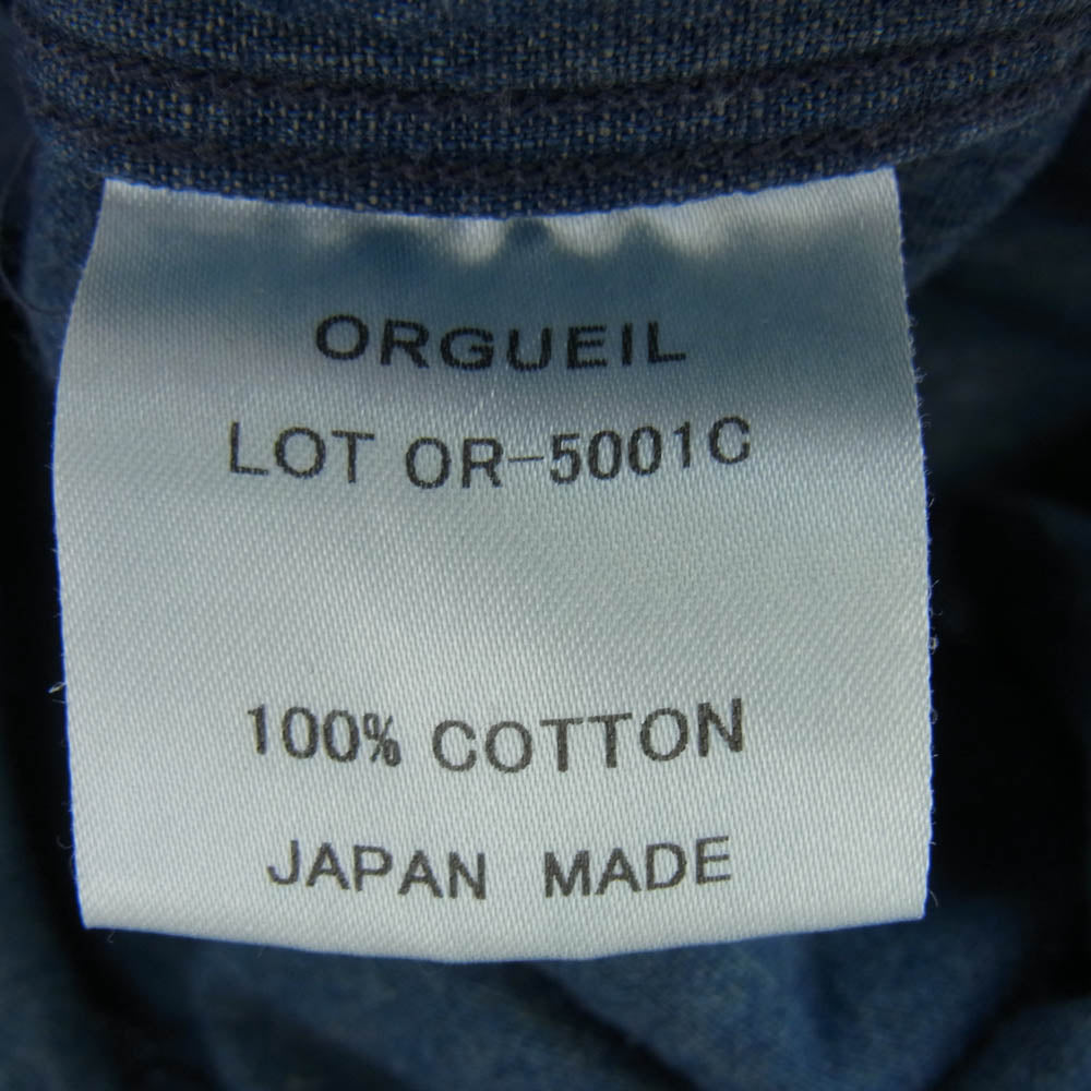 ORGUEIL オルゲイユ OR-5001C Classic Chambray Shirt クラシック シャンブレー 長袖 シャツ インディゴブルー系 38【中古】