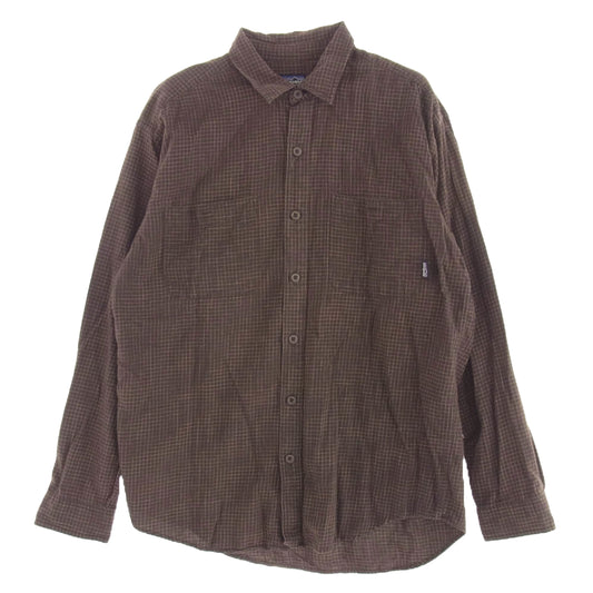 patagonia パタゴニア 07AW 53836 Organic Pima Cotton L/S Plaid Shirt オーガニックコットン 長袖 チェック シャツ ブラウン系 S【中古】