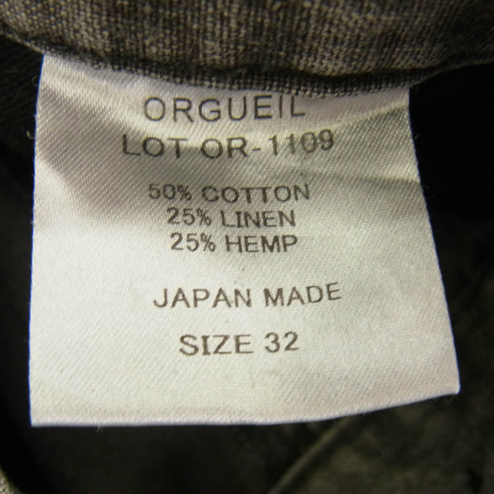 ORGUEIL オルゲイユ OR-1109 Tailor Work Trousers テイラー ワーク トラウザー テーパード パンツ グレー系 32【中古】
