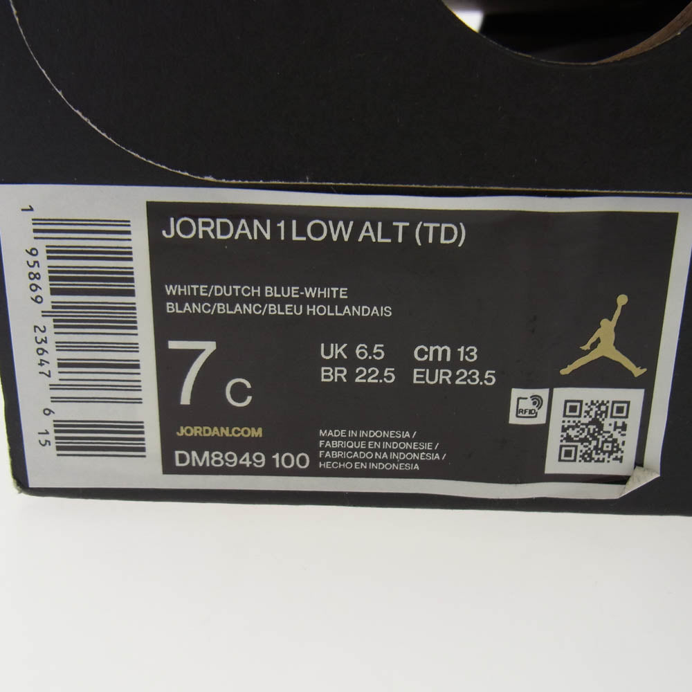 NIKE ナイキ DM8949-100 TD Air Jordan 1 Low ALT Washed Denim AJ1 エアジョーダン キッズサイズ スニーカー ホワイト系 ブルー系 13cm【中古】