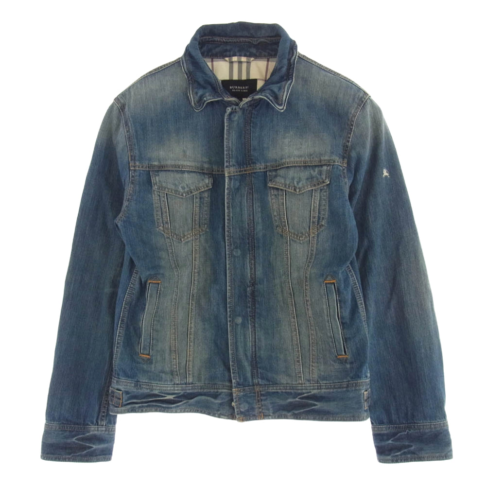BURBERRY BLACK LABEL バーバリーブラックレーベル BMP27-101-26 ダブルジップ 裏地チェック デニム ジャケット インディゴブルー系 L【中古】
