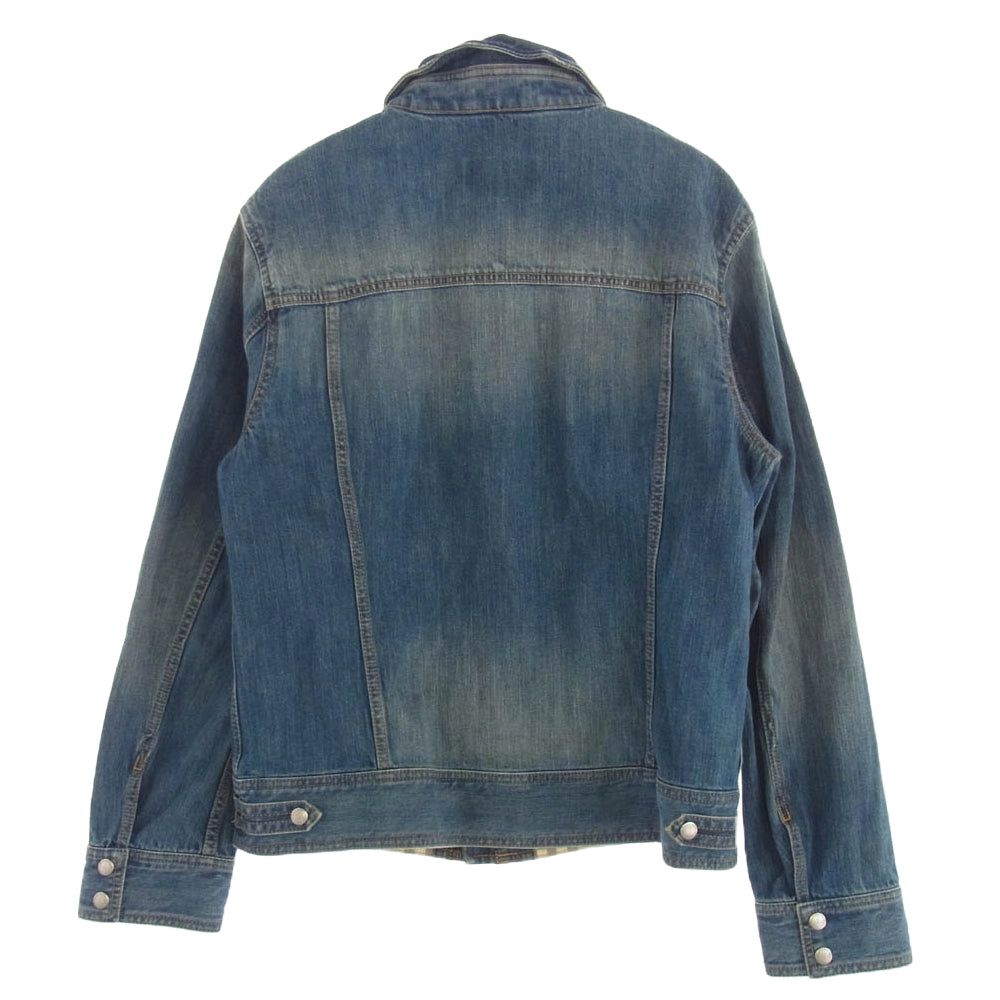 BURBERRY BLACK LABEL バーバリーブラックレーベル BMP27-101-26 ダブルジップ 裏地チェック デニム ジャケット インディゴブルー系 L【中古】