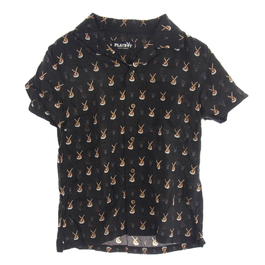 HYSTERIC GLAMOUR ヒステリックグラマー 1141AH01 × PLAY BOY プレイボーイ 総柄 半袖シャツ ブラック系 フリーサイズ【中古】