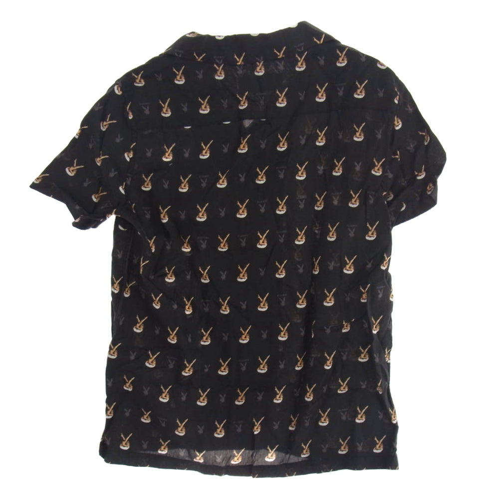 HYSTERIC GLAMOUR ヒステリックグラマー 1141AH01 × PLAY BOY プレイボーイ 総柄 半袖シャツ ブラック系 フリーサイズ【中古】