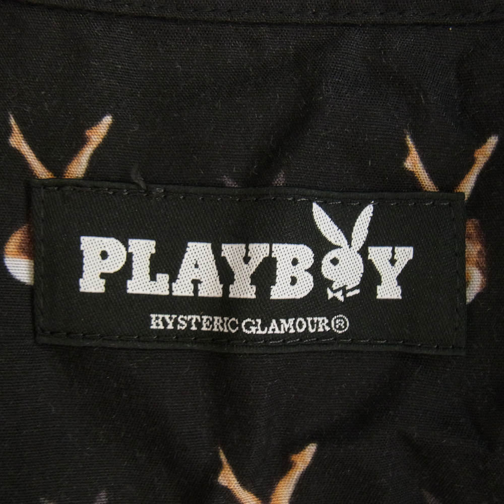 HYSTERIC GLAMOUR ヒステリックグラマー 1141AH01 × PLAY BOY プレイボーイ 総柄 半袖シャツ ブラック系 フリーサイズ【中古】