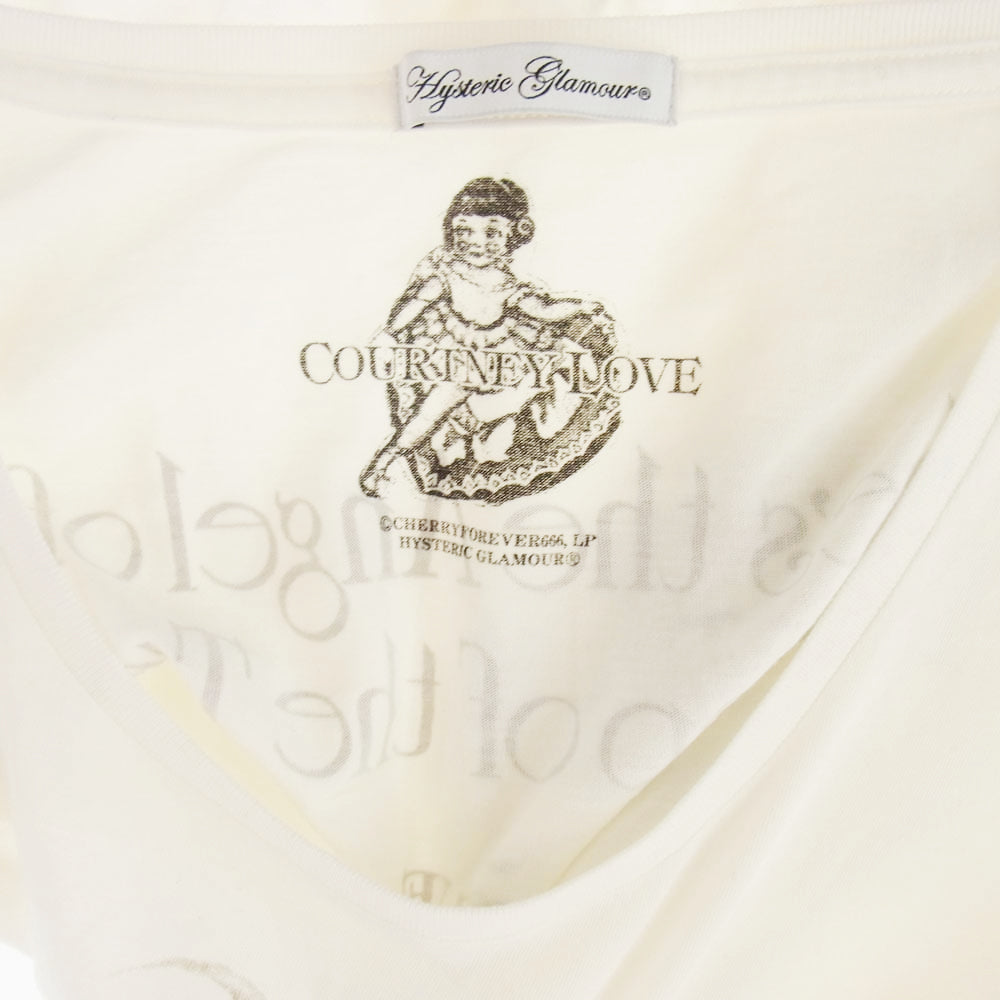 HYSTERIC GLAMOUR ヒステリックグラマー 0131CT11 COURTNEY LOVE プリント Tシャツ 半袖カットソー オフホワイト系 フリーサイズ【中古】