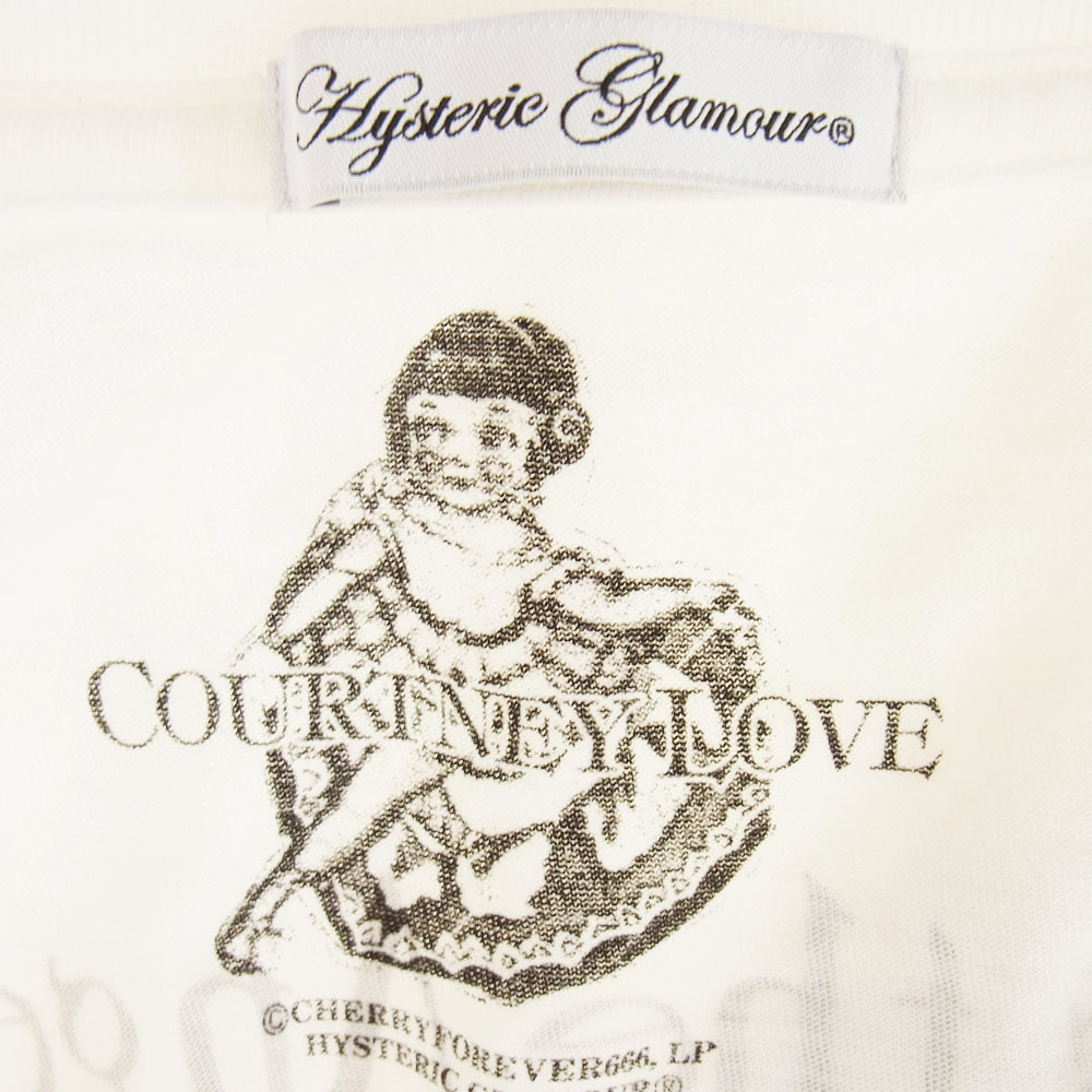 HYSTERIC GLAMOUR ヒステリックグラマー 0131CT11 COURTNEY LOVE プリント Tシャツ 半袖カットソー オフホワイト系 フリーサイズ【中古】