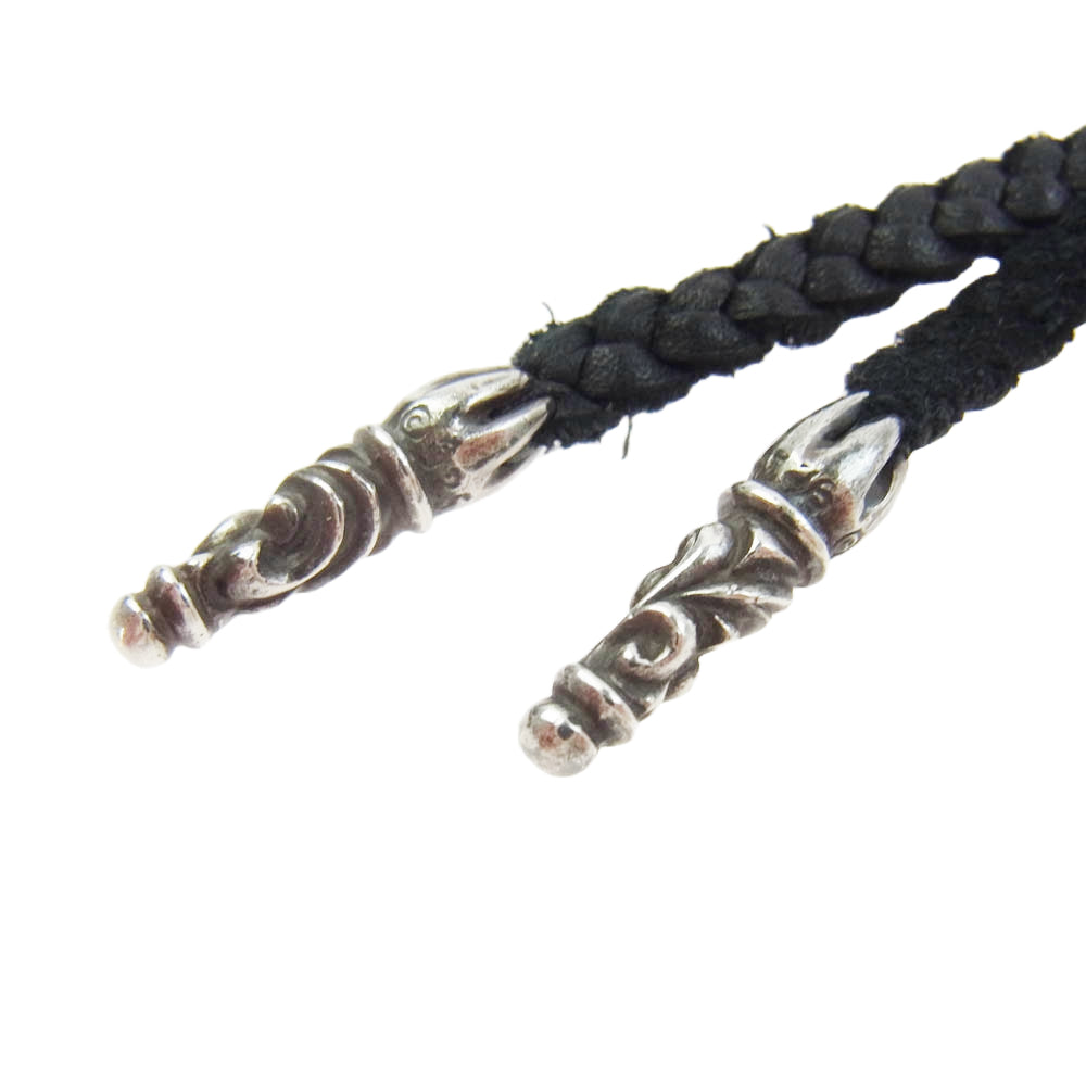 CHROME HEARTS クロムハーツ（原本無） LEATHER BRAID スクロール レザーブレード ネックレス ブラック系【中古】