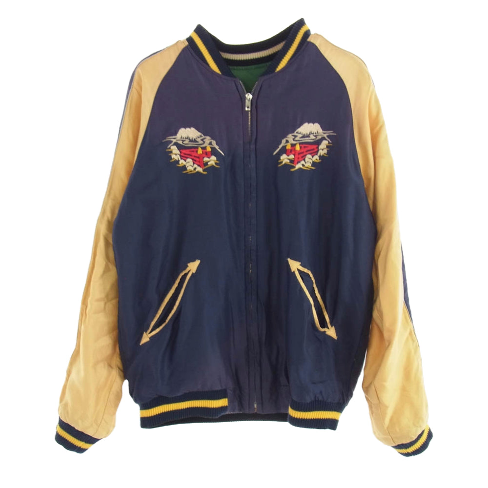 TAILOR TOYO テイラー東洋 TT15176-145 Mid 1950s Style Acetate Souvenir Jacket ROARING TIGER × LANDSCAPE AGING MODEL 虎柄 刺繍 エイジングモデル リバーシブル スカジャン グリーン系 ネイビー系 S【中古】