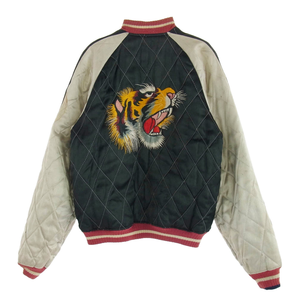 ヴィンテージ 50s UNKNOWN スカジャン スーベニアジャケット No.1バタフライジッパー キルト×サテン 虎 富士山 鷹 マルチカラー系【中古】