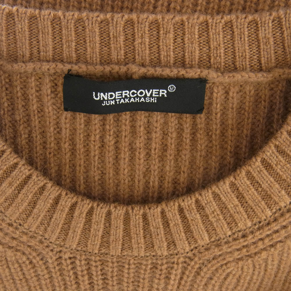 UNDERCOVER アンダーカバー UC2D9901-1 片畦 クルー ニット JQパッチ TWIN PEAKS ブラウン系 2【極上美品】【中古】
