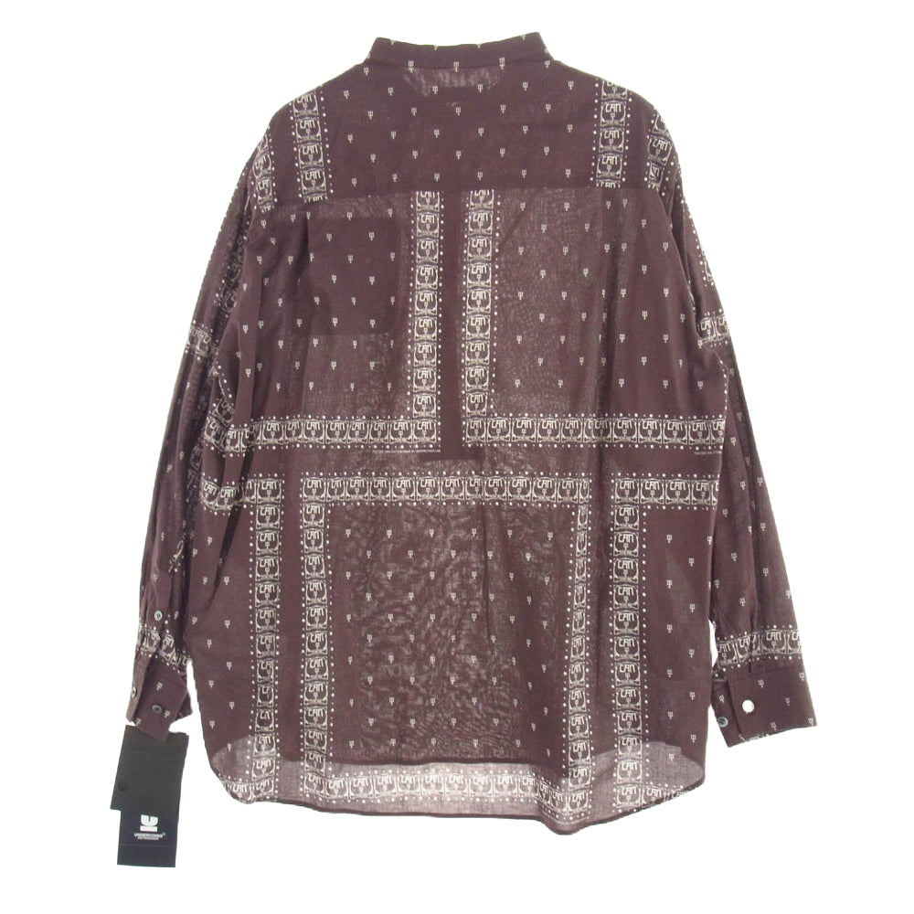 UNDERCOVER アンダーカバー UC2D9402 CAN グラフィック 総柄 プリント プルオーバー 長袖 シャツ ブラウン ブラウン系 2【新古品】【未使用】【中古】