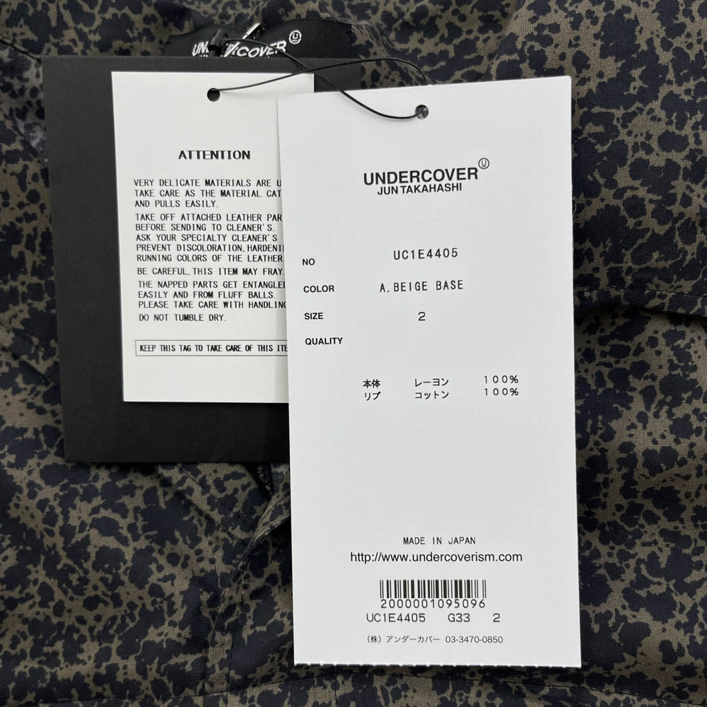 UNDERCOVER アンダーカバー 25SS UC1E4405 レーヨン総柄 プルオーバー 半袖 シャツ ブラック系 カーキ系 ベージュ系 2【新古品】【未使用】【中古】