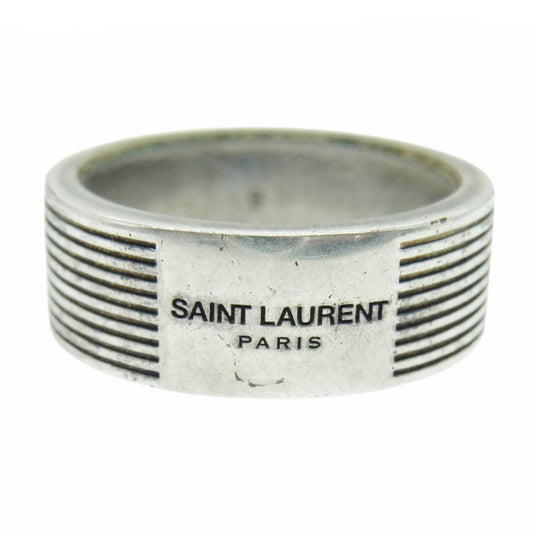 SAINT LAURENT サンローラン ロゴ リング シルバー系 18.5号【中古】