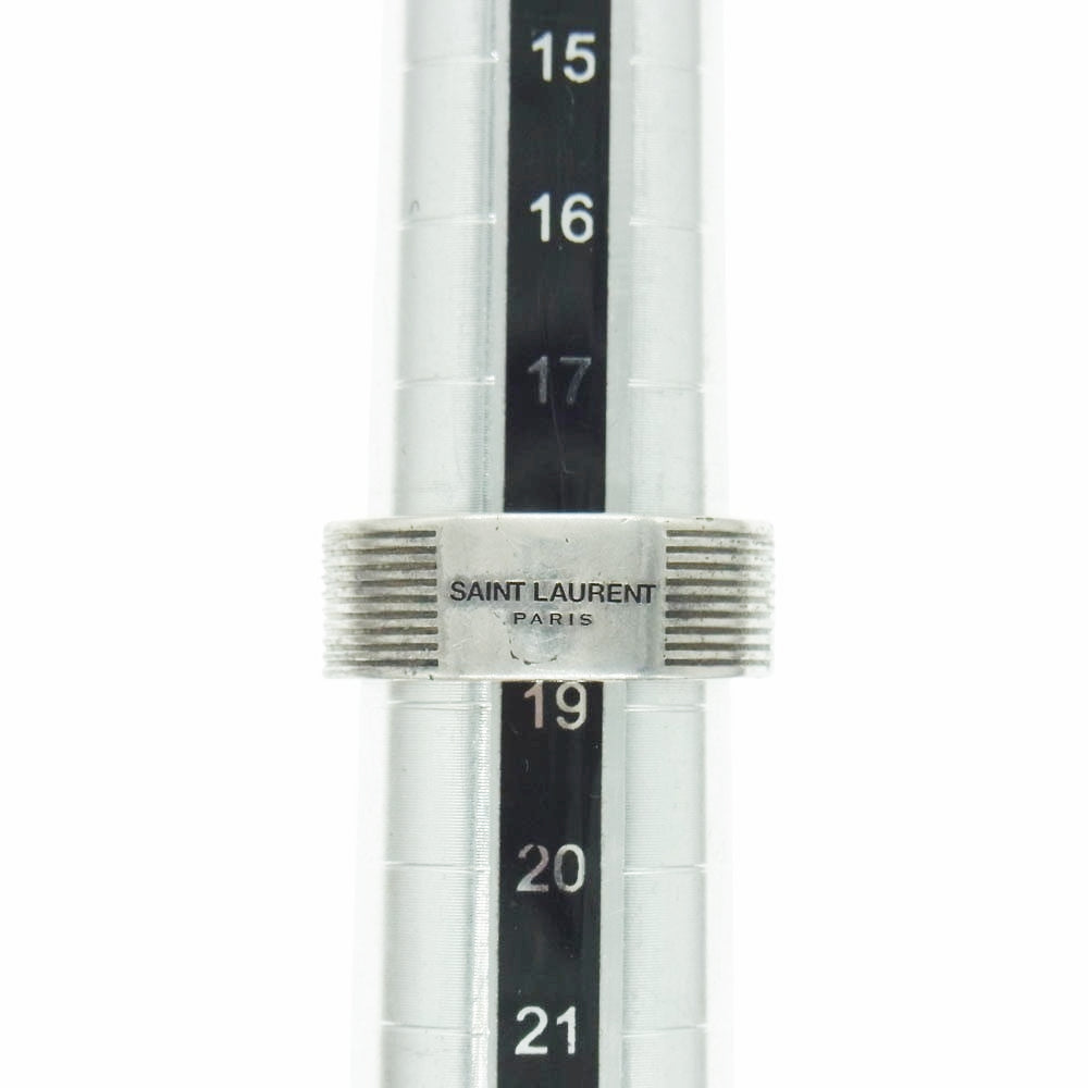 SAINT LAURENT サンローラン ロゴ リング シルバー系 18.5号【中古】