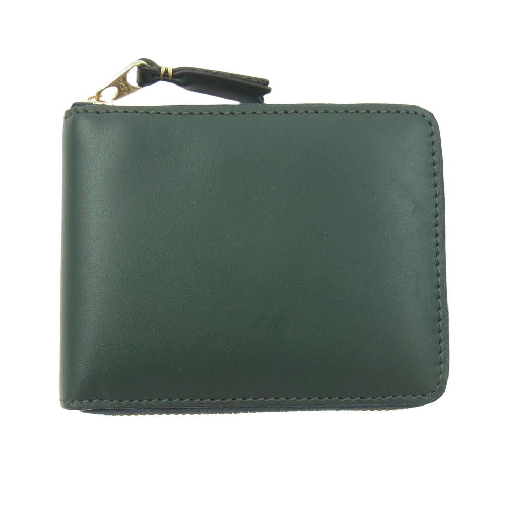 COMME des GARCONS コムデギャルソン SA7100 ラウンドジップ レザーウォレット 2つ折り財布 カーキ系【中古】