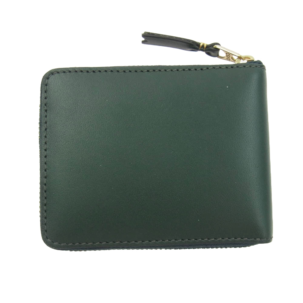COMME des GARCONS コムデギャルソン SA7100 ラウンドジップ レザーウォレット 2つ折り財布 カーキ系【中古】