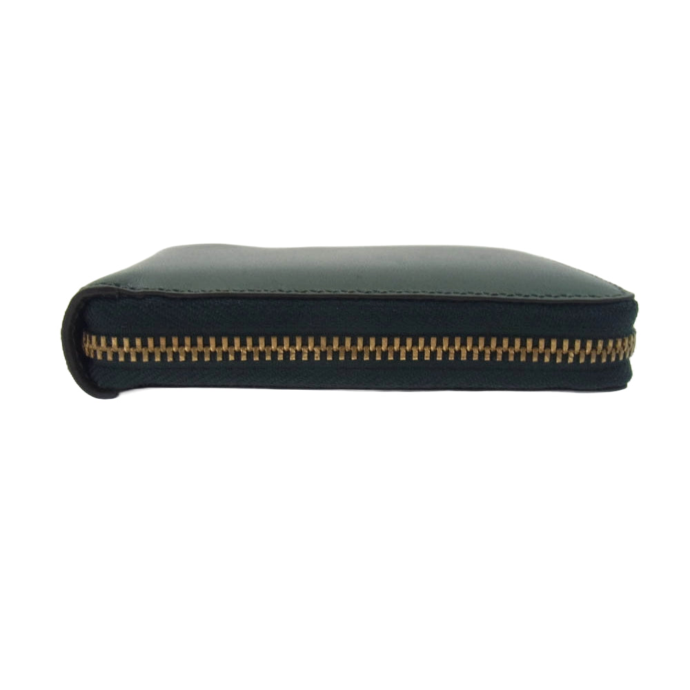 COMME des GARCONS コムデギャルソン SA7100 ラウンドジップ レザーウォレット 2つ折り財布 カーキ系【中古】