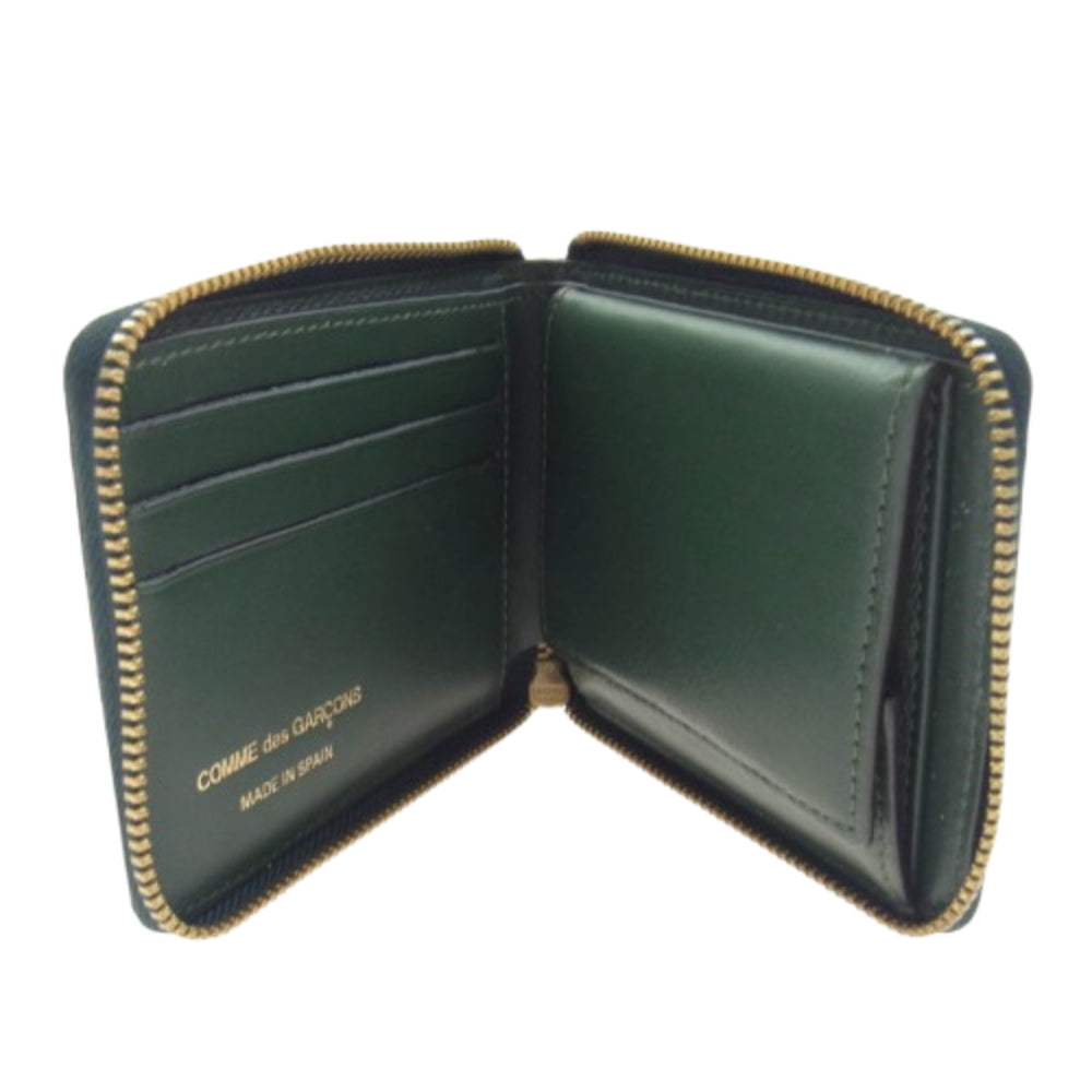 COMME des GARCONS コムデギャルソン SA7100 ラウンドジップ レザーウォレット 2つ折り財布 カーキ系【中古】