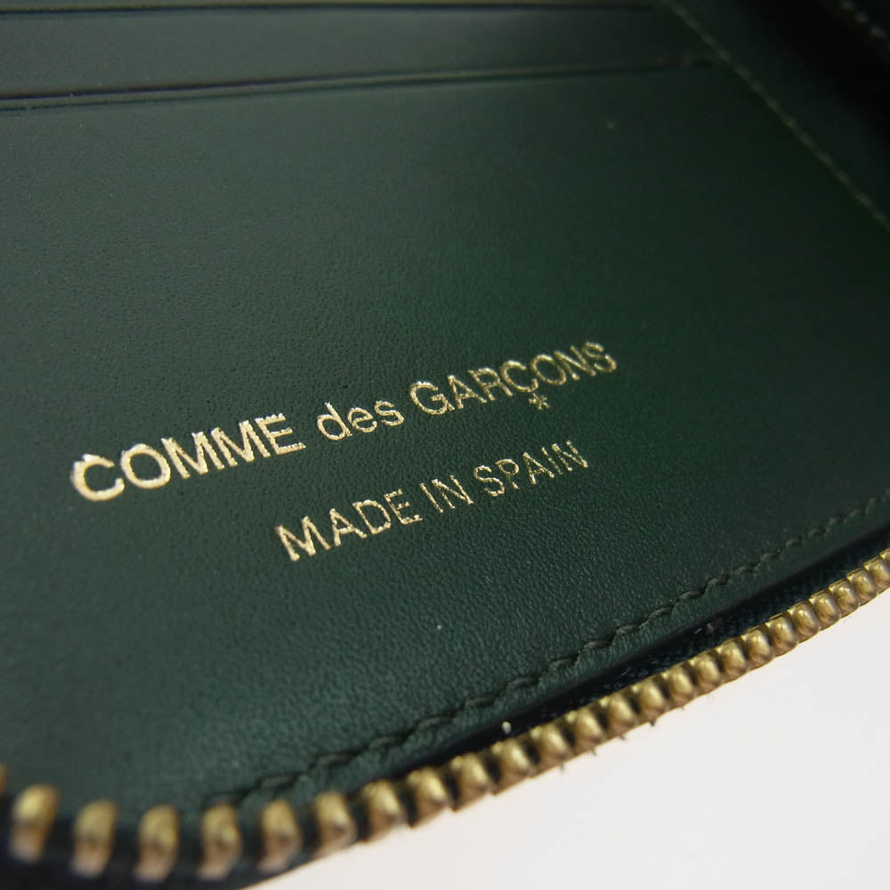 COMME des GARCONS コムデギャルソン SA7100 ラウンドジップ レザーウォレット 2つ折り財布 カーキ系【中古】