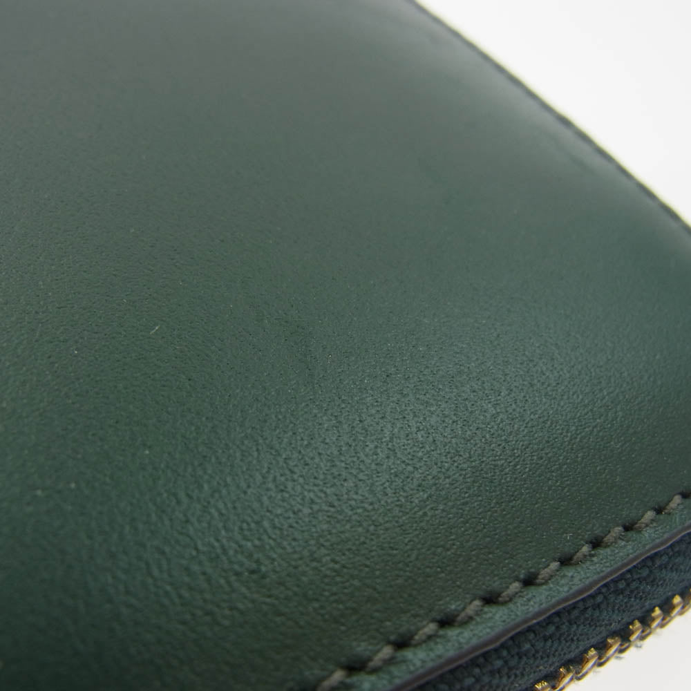 COMME des GARCONS コムデギャルソン SA7100 ラウンドジップ レザーウォレット 2つ折り財布 カーキ系【中古】