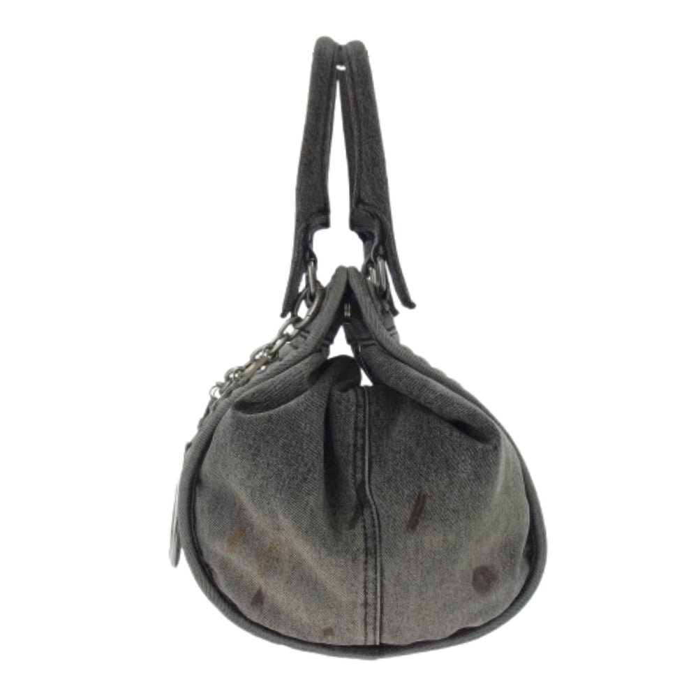 DIESEL ディーゼル D-VINA-S SHOULDER BAG ユーズド加工 ロゴチャーム付き デニム ハンドバック グレー系【中古】
