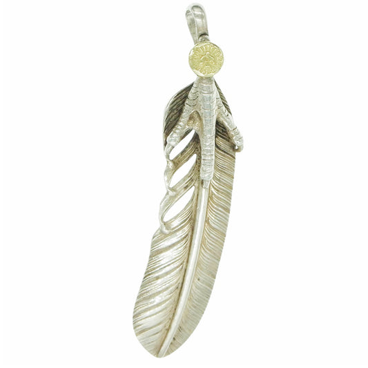 WINGROCK ウィングロック 金メタル 爪付 特大 フェザー ペンダント トップ シルバー × ゴールド シルバー系【中古】