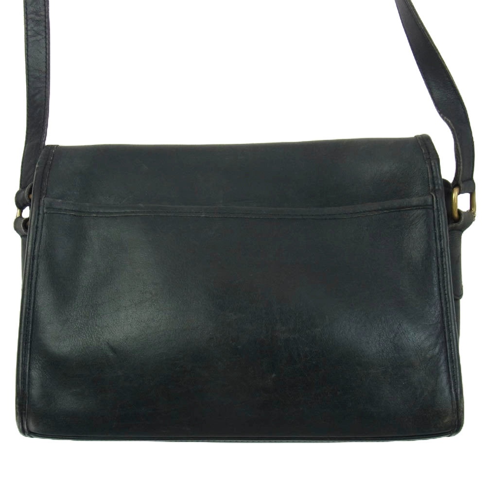 COACH コーチ OLD COACH オールドコーチ クラブタンレザー フラップ ショルダー バッグ ブラック系【中古】