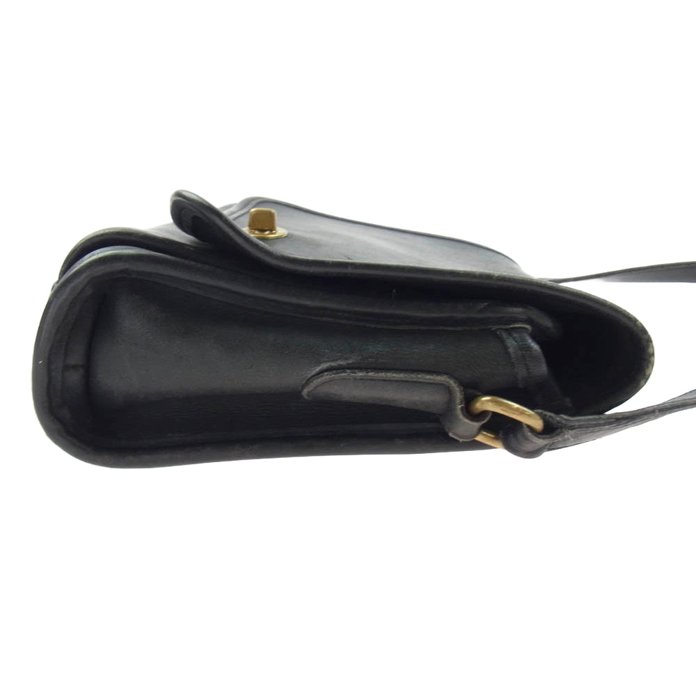 COACH コーチ OLD COACH オールドコーチ クラブタンレザー フラップ ショルダー バッグ ブラック系【中古】